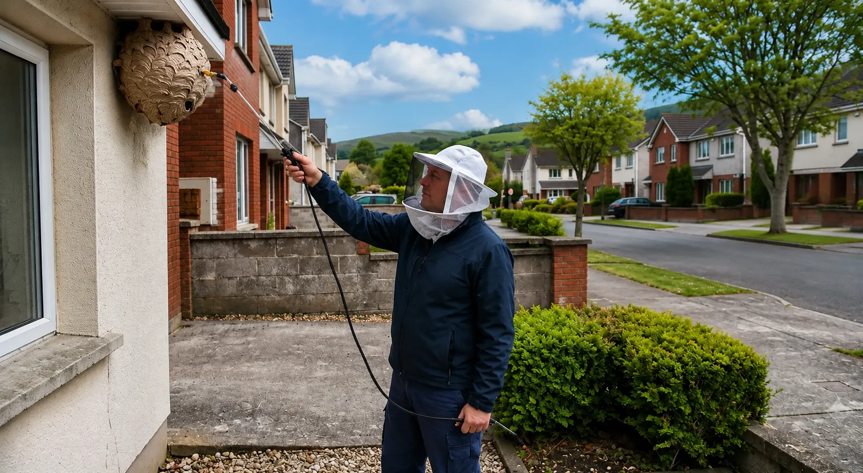 A technician writing up a pest control treatment report and price quotation for a customer in Co. Wicklow.