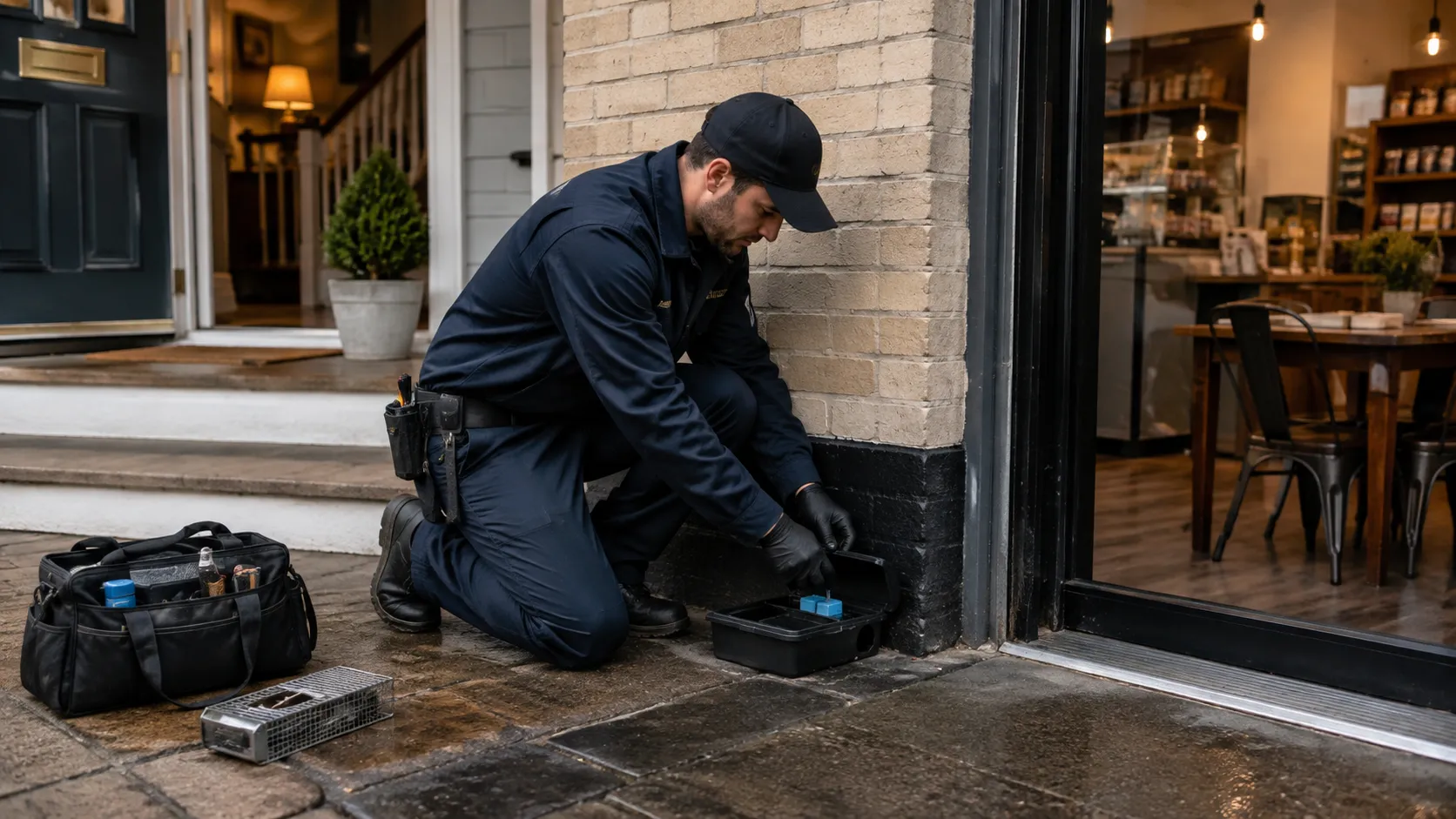 Rodent control technician removing rats and mice from a Wicklow property